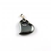 Hematite Hollow Heart 20mm Pendant